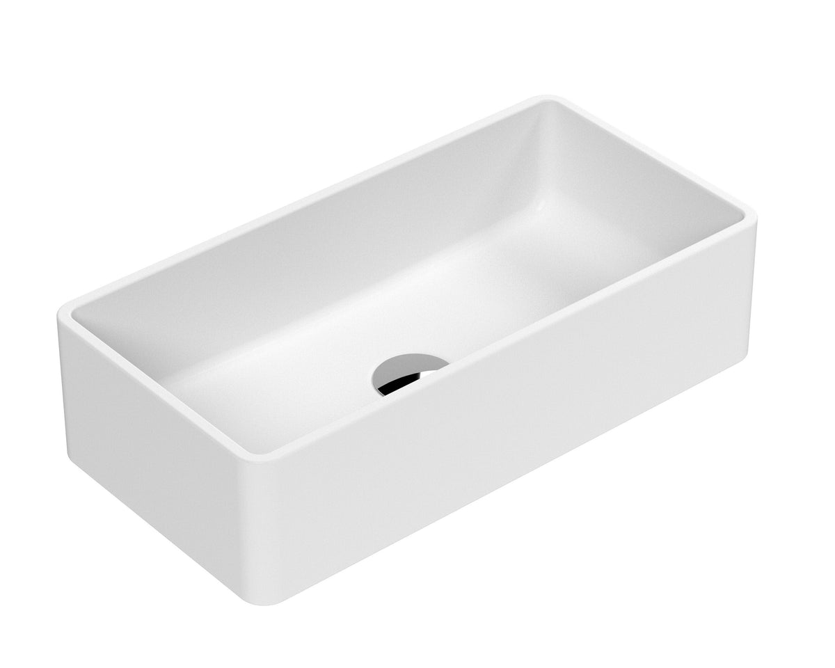 465mm Matt White Ceramic Rectangular Vessel Basin