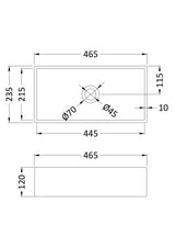 465mm Matt White Ceramic Rectangular Vessel Basin