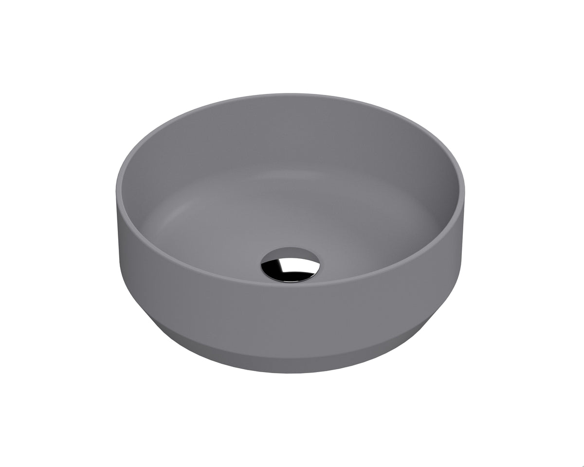 350mm Ceramic Matt Grey Round Vessel Basin