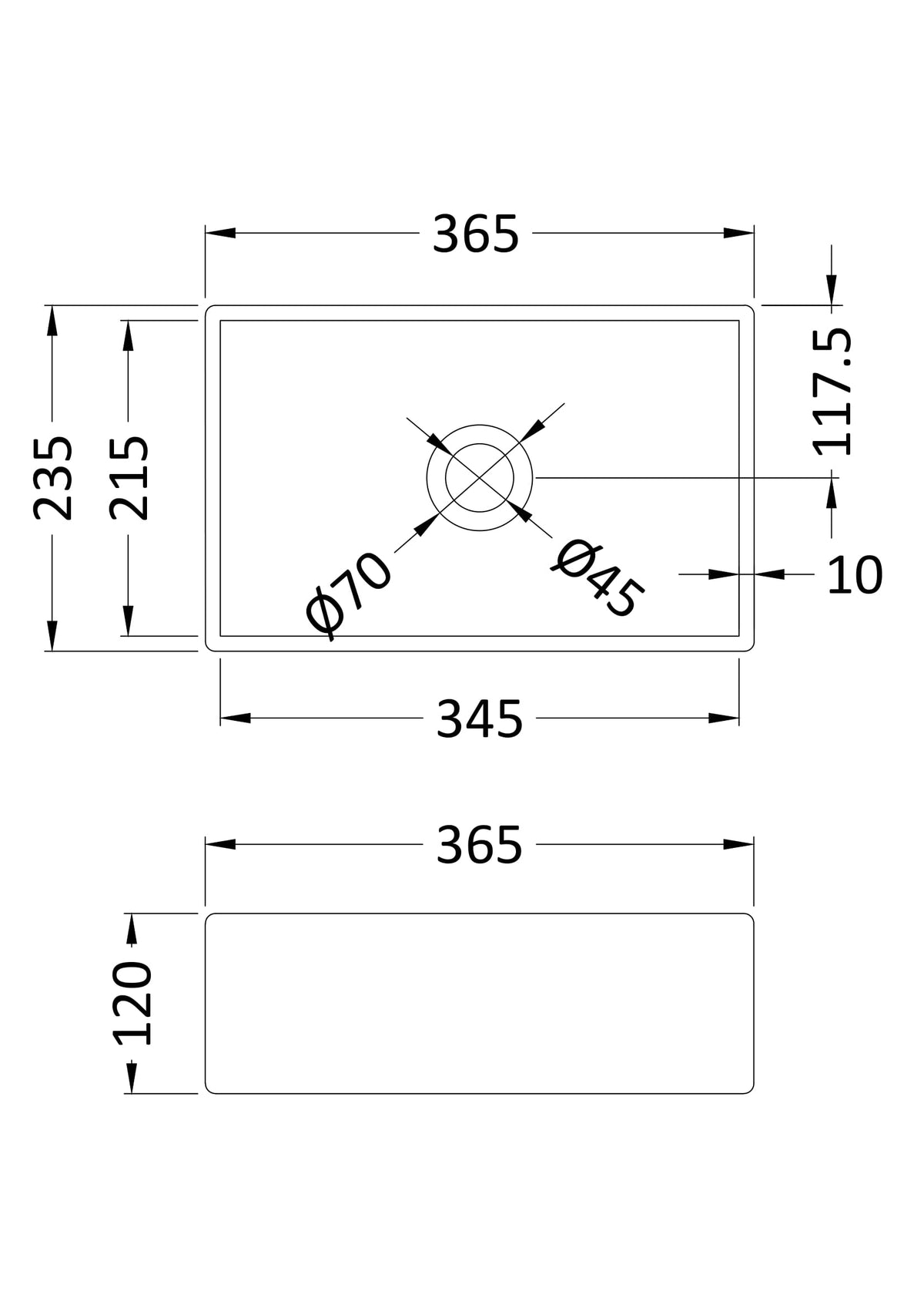 365mm Ceramic Matt Grey Rectangular Vessel Basin