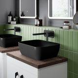 455mm Ceramic Matt Black Square Vessel Basin