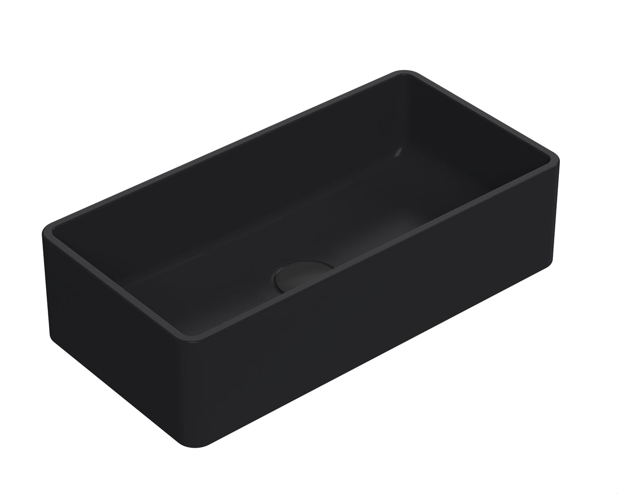 465mm Ceramic Matt Black Rectangular Vessel Basin