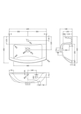 Modern Splash Asselby 1 Tap Hole 600mm Ceramic Basin