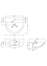 Modern Splash Freya 1 Tap Hole 550mm Ceramic Basin
