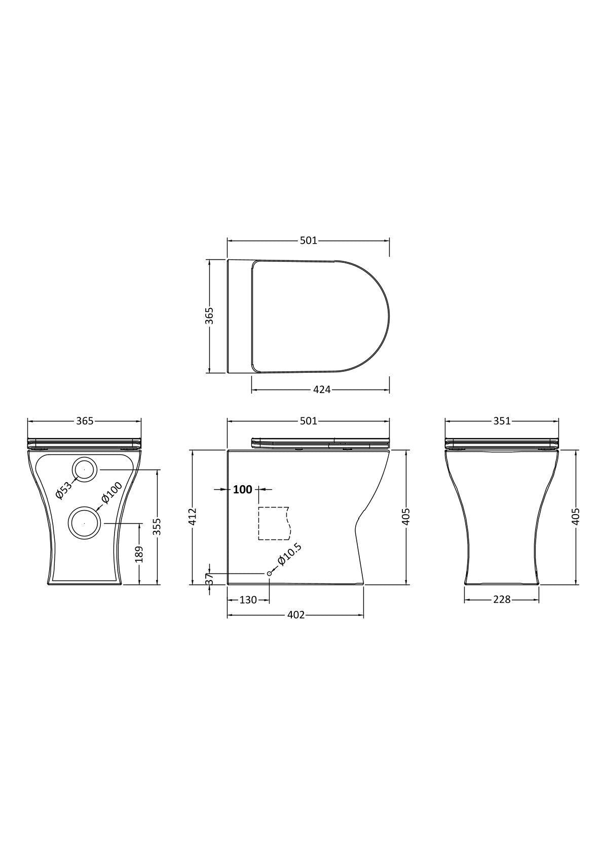 Modern Splash Freya Round Back to Wall Toilet Pan With Seat