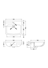 Modern Splash Ava 1 Tap Hole 545mm Ceramic Basin
