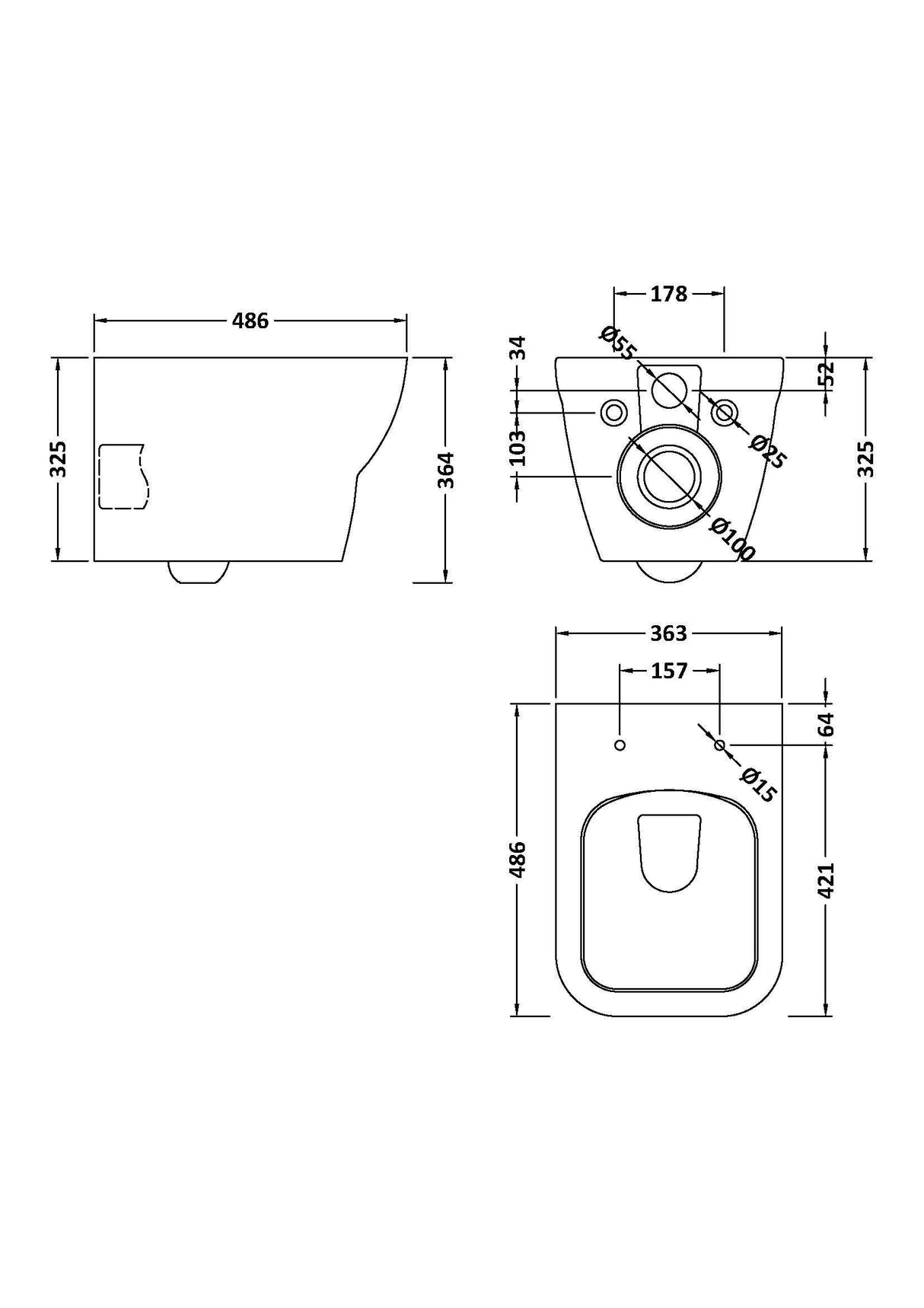 Modern Splash Ava Wall Hung Pan With Soft Close Seat