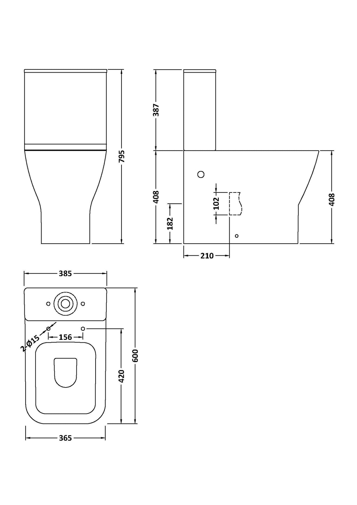 Modern Splash Ava Rimless Close Coupled Toilet With Soft Close Seat
