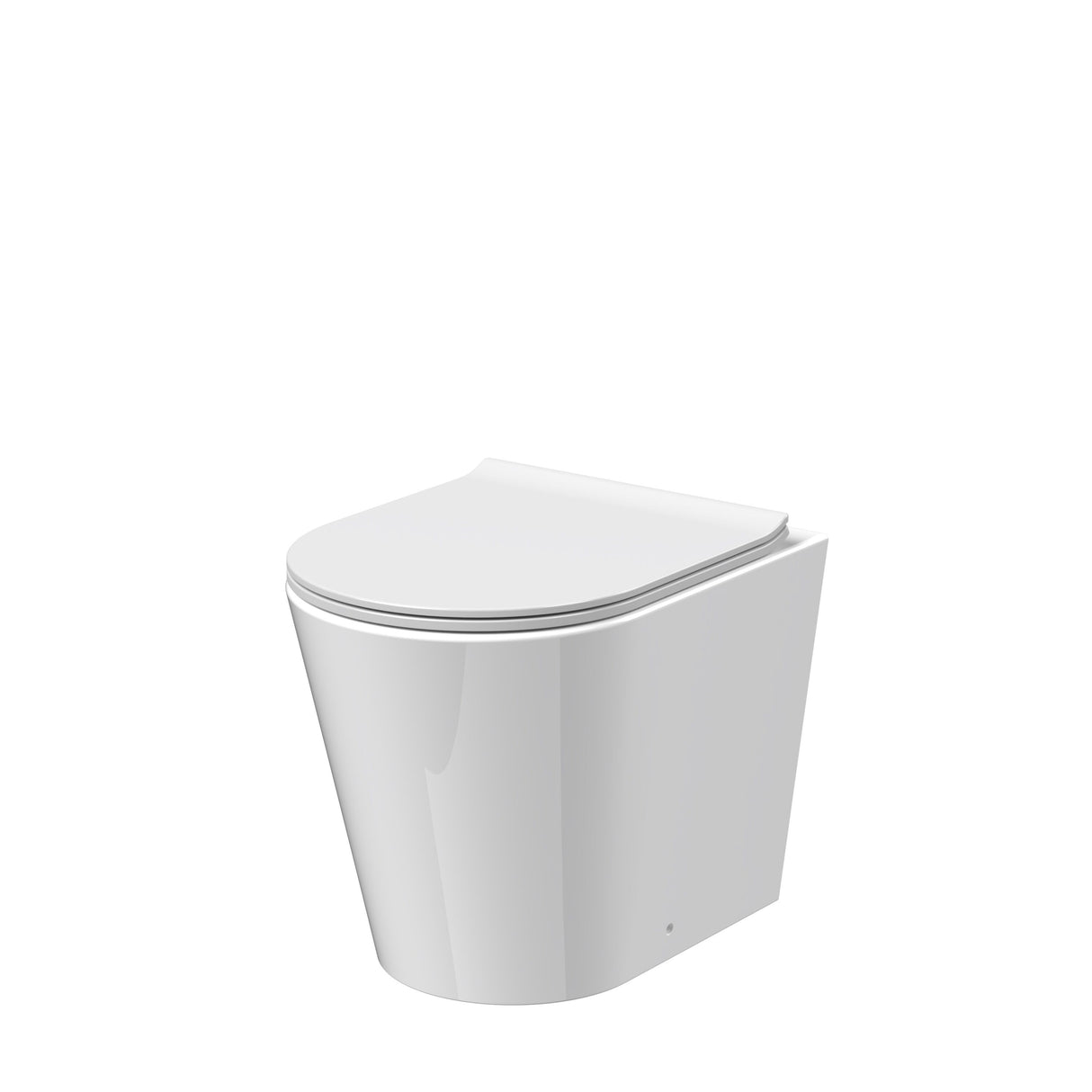 Modern Splash Fenton Round Rimless Back to Wall Toilet Pan With Soft Close Seat
