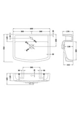 Modern Splash Bliss 1 Tap Hole 600mm Ceramic Basin