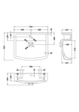 Modern Splash Bliss 1 Tap Hole 520mm Ceramic Basin