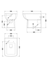 Modern Splash Cleo Square Rimless Back to Wall Toilet Pan