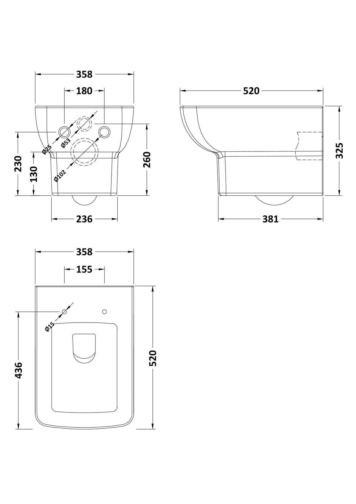 Modern Splash Cleo Rimless Wall Hung Pan