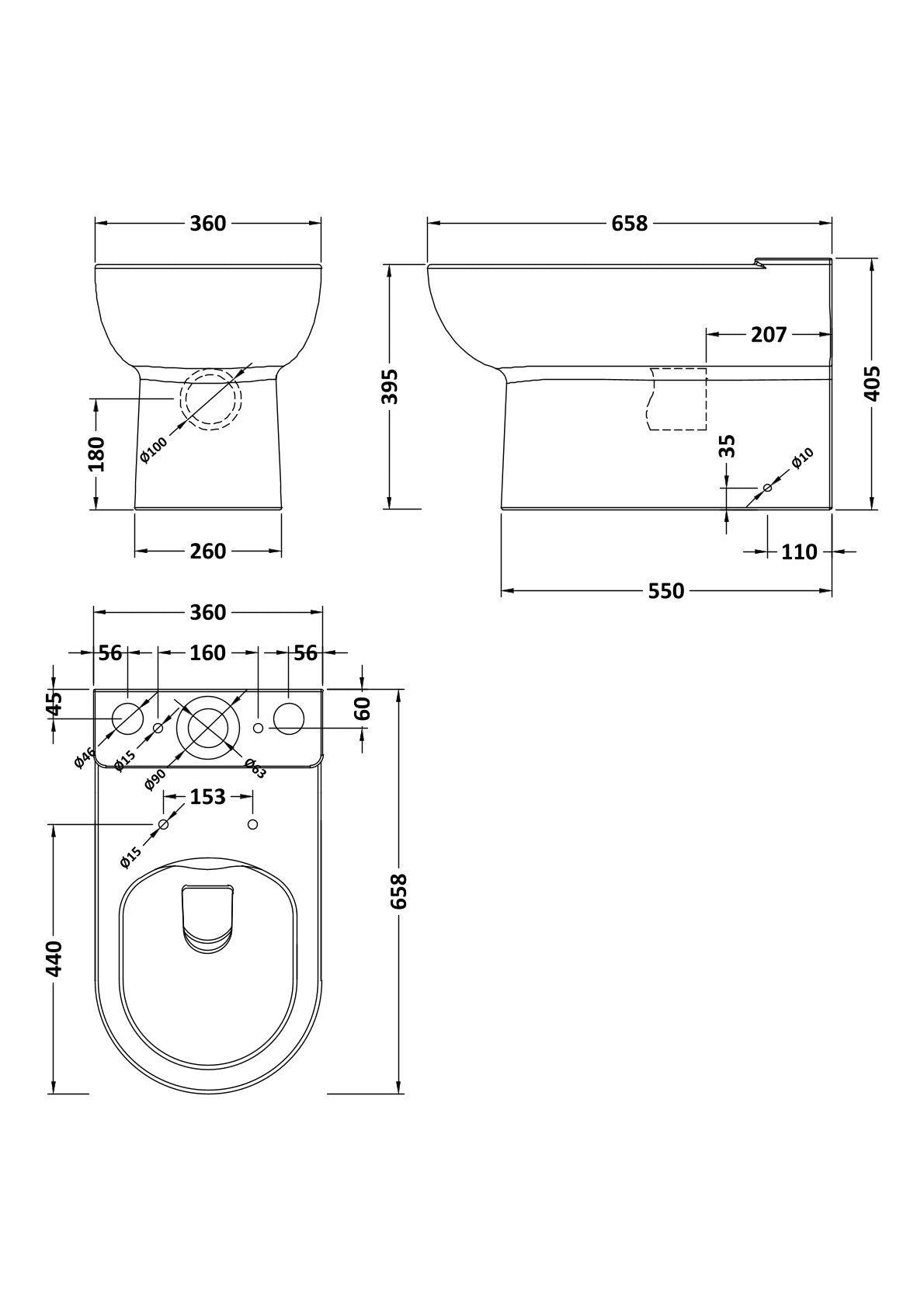 Modern Splash Isla Rimless Close Coupled Toilet Pan