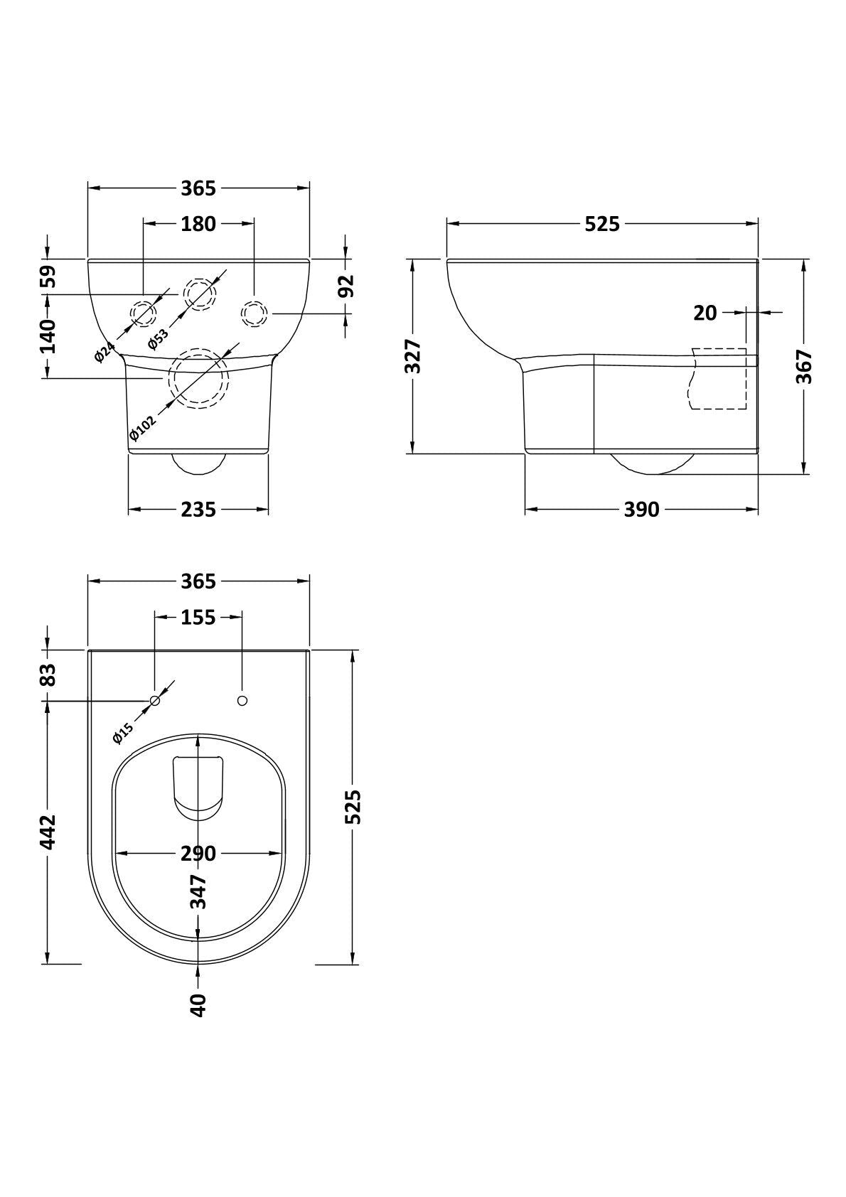 Modern Splash Isla Rimless Wall Hung Pan