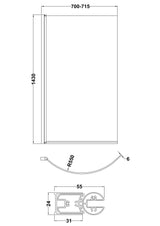 Modern Splash 700mm Chrome Curved Bath Screen