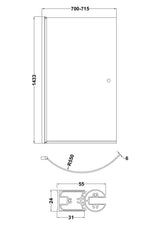 Modern Splash 700mm Chrome Curved Bath Screen With Knob