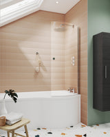 Modern Splash 700mm Chrome Curved Bath Screen With Knob