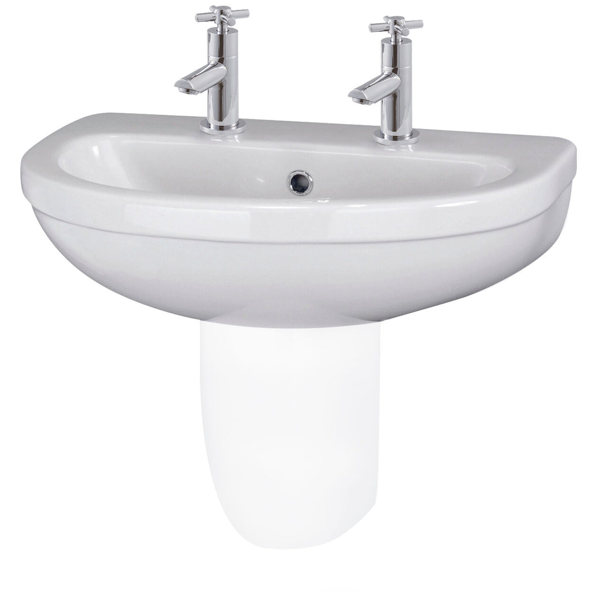 Modern Splash 2 Tap Hole 550mm Ceramic Basin