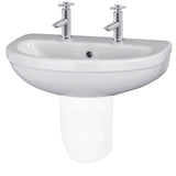 Modern Splash 2 Tap Hole 550mm Ceramic Basin