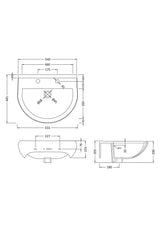 Modern Splash 2 Tap Hole 550mm Ceramic Basin