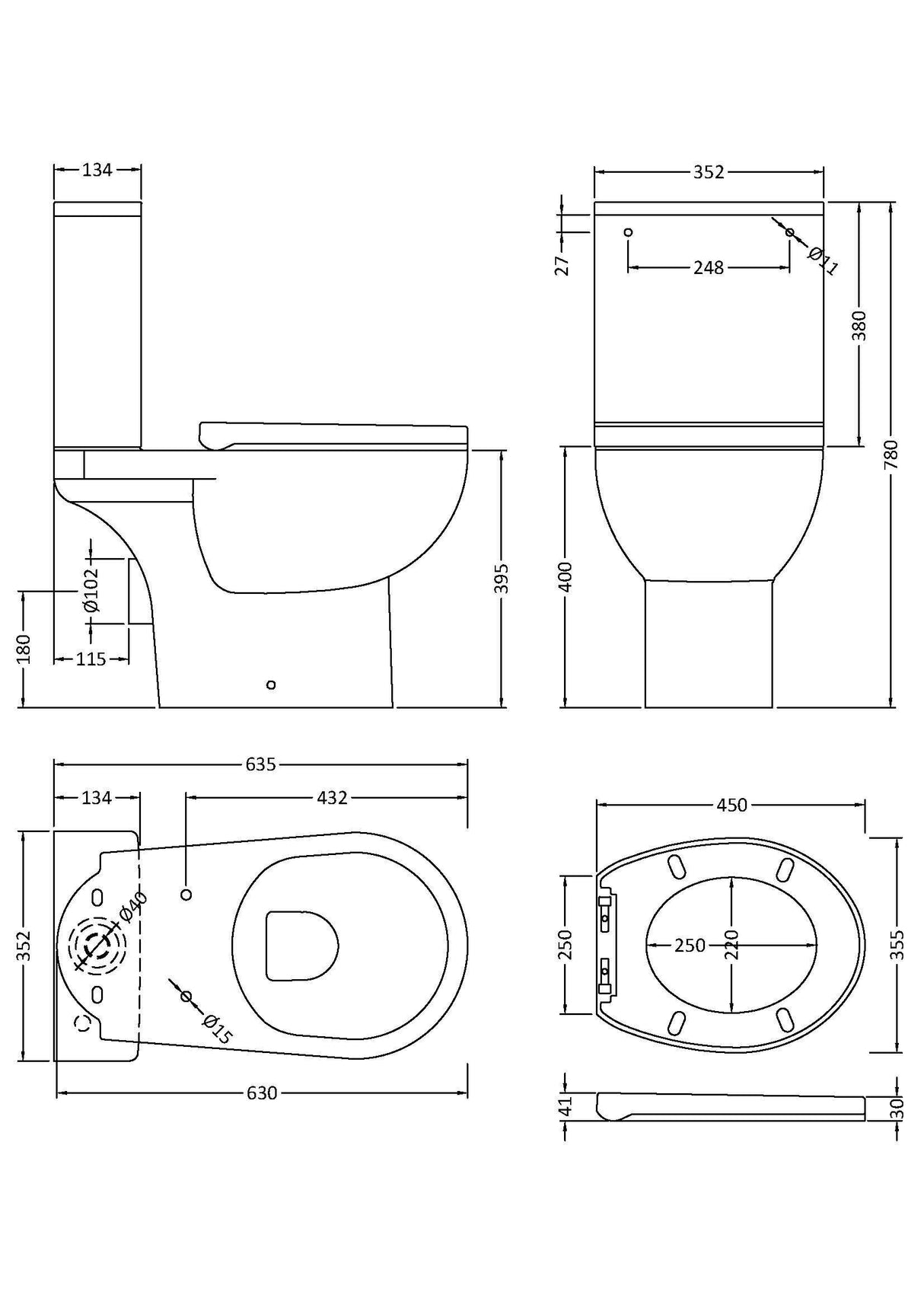 Modern Splash Rimless Close Coupled Toilet