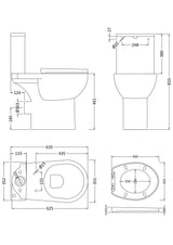 Modern Splash Fay Rimless Comfort Height Close Coupled Toilet With Soft Close Seat