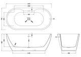 Modern Splash  Continuum 1555mm Freestanding Boat Bath With Legs