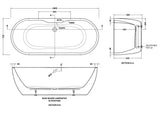 Modern Splash  Continuum 1800mm Freestanding Boat Bath With Legs