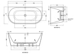 Modern Splash  Myriad 1500mm Back To Wall Bath With Legs And Chrome Waste