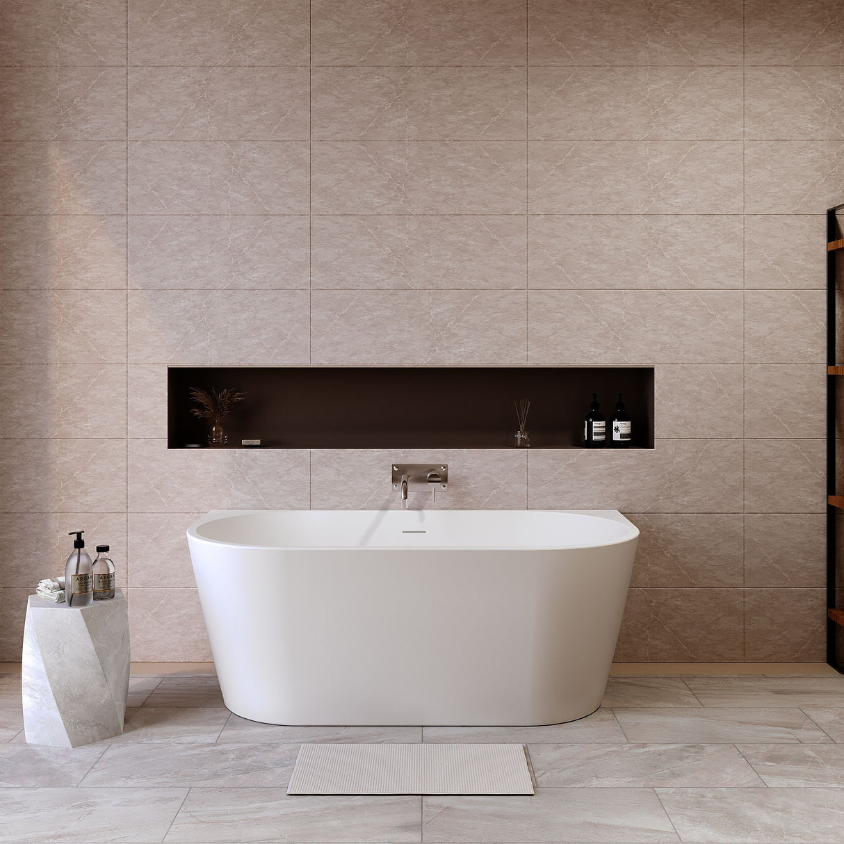 Modern Splash  Myriad 1500mm Back To Wall Bath With Legs And Chrome Waste