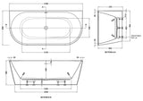 Modern Splash  Myriad 1700mm Back To Wall Bath With Legs And Chrome Waste