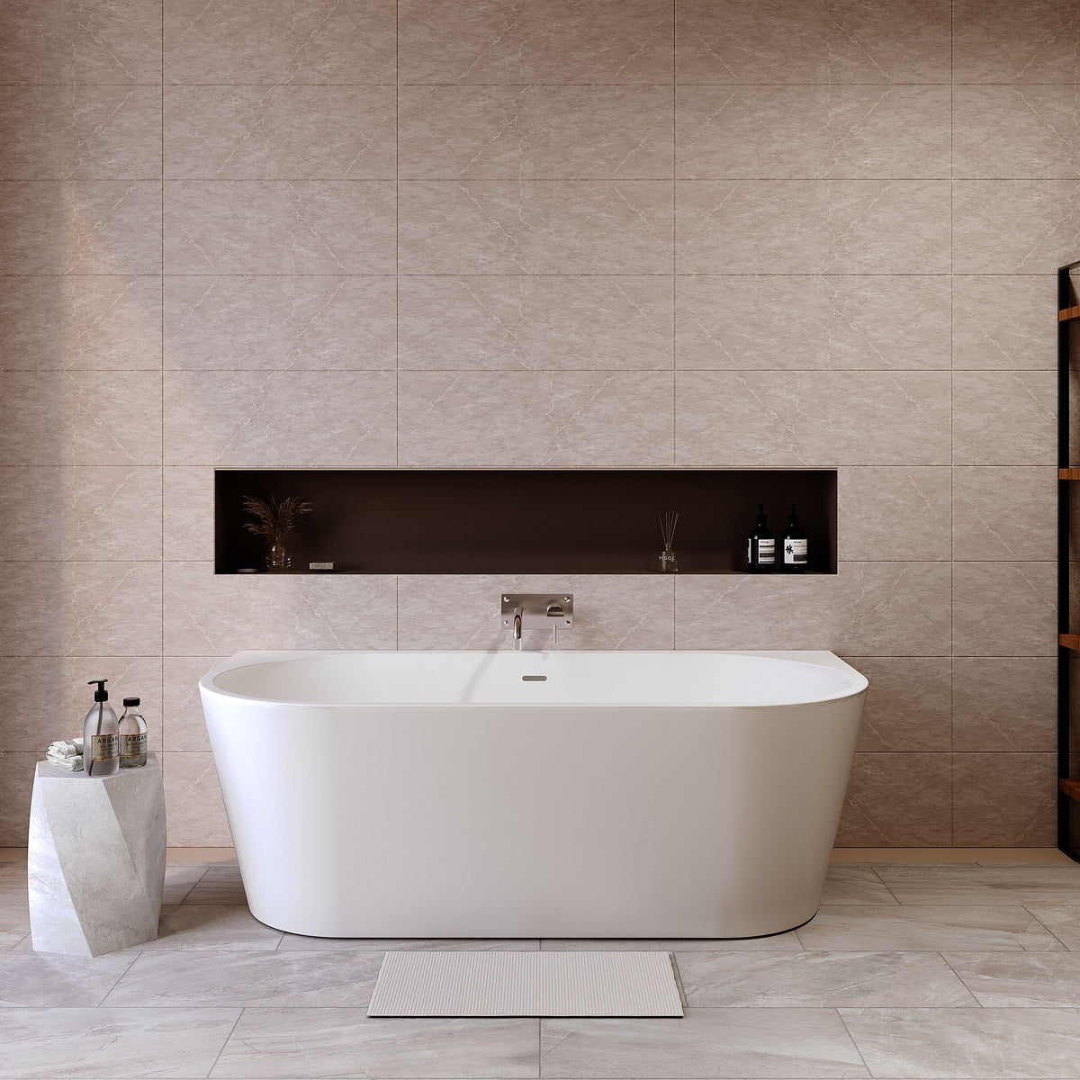 Modern Splash  Myriad 1700mm Back To Wall Bath With Legs And Chrome Waste