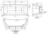 Modern Splash  Endeavor 1615mm Square Back To Wall Bath With Legs And Chrome Waste