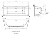 Modern Splash  Endeavor 1700mm Square Back To Wall Bath With Legs And Chrome Waste