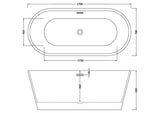 Modern Splash  Nocturnal 1700mm Freestanding Bath With Legs And Waste