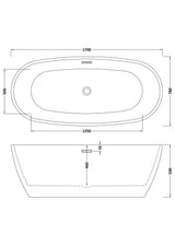 Modern Splash  Pendulum 1700mm Freestanding Bath With Legs And Waste