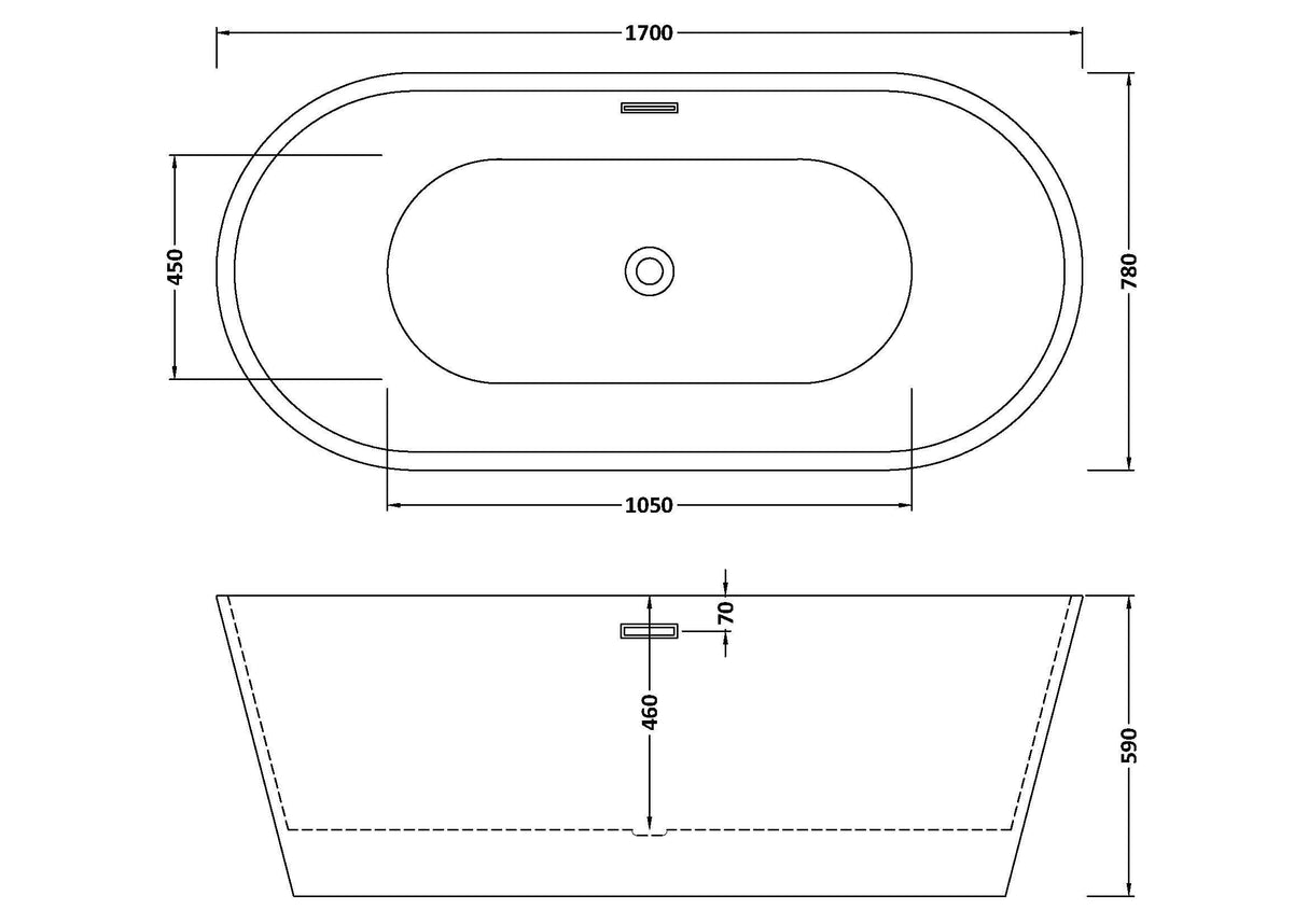 Modern Splash  Forever 1700mm Freestanding Bath With Legs And Waste