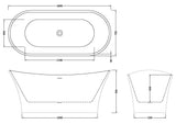 Modern Splash  Epoch 1700mm Freestanding Bath With Legs And Waste