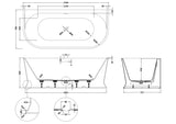 Modern Splash  Timora 1700mm Back To Wall Bath With Legs And Waste