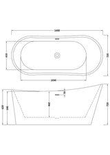 Modern Splash  Moment 1600mm Freestanding Slipper Bath With Legs And Waste