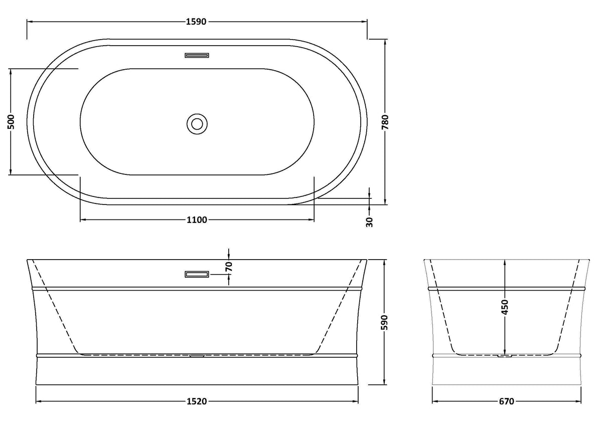 Modern Splash  Equinox 1600mm Freestanding Bath With Legs And Waste