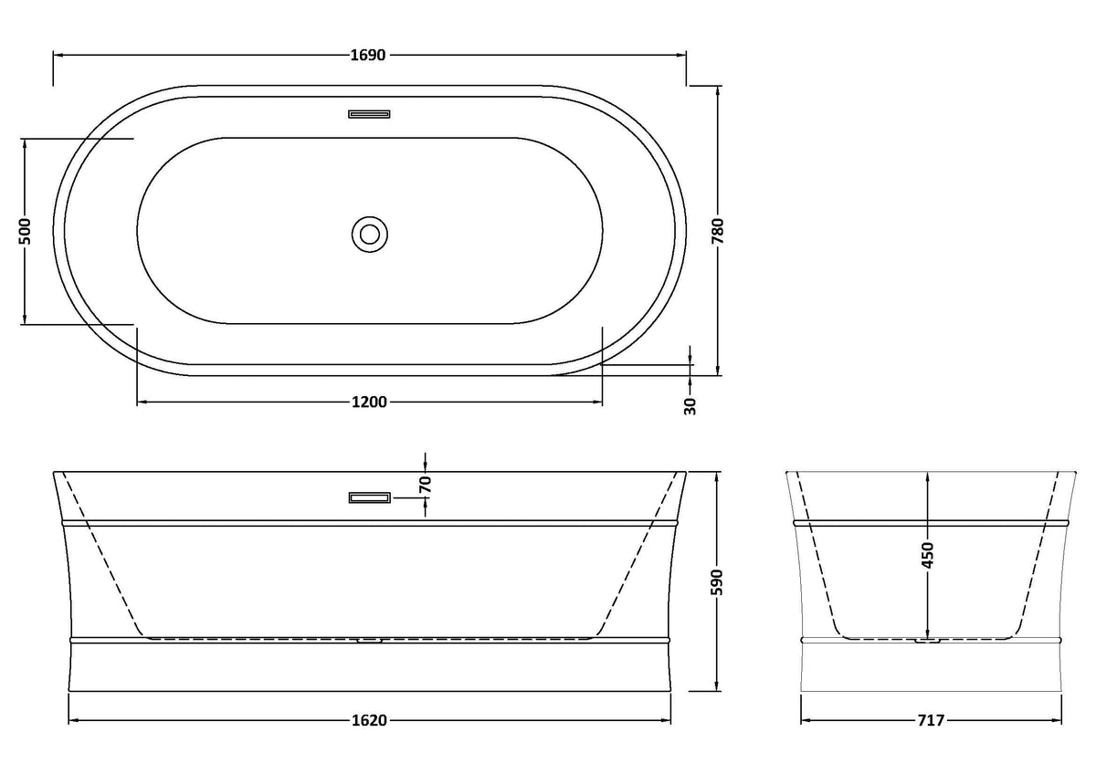 Modern Splash  Equinox 1700mm Freestanding Bath With Legs And Waste
