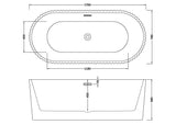 Modern Splash  Fluted 1700mm Freestanding Bath With Legs And Waste
