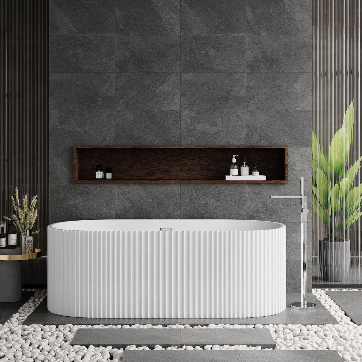 Modern Splash  Fluted 1700mm Freestanding Bath With Legs And Waste
