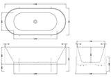 Modern Splash  Elevated 1700mm Freestanding Bath With Legs And Waste