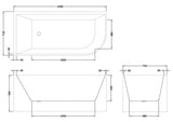 Modern Splash  Chronicle 1500mm Left-Hand Corner Bath With Legs And Waste