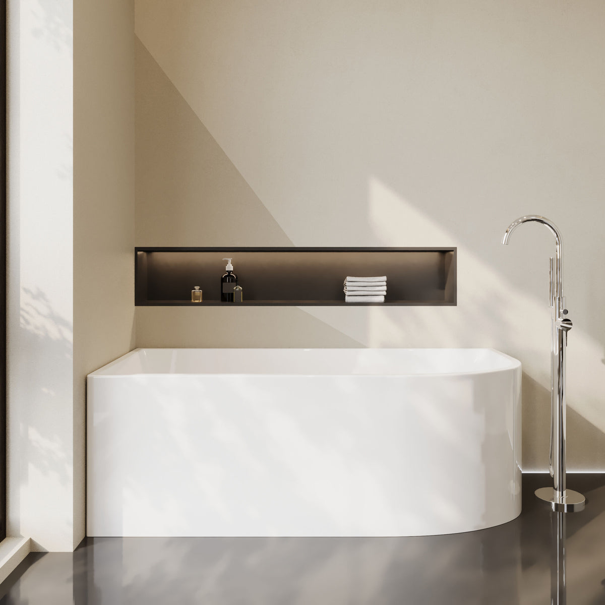 Modern Splash  Chronicle 1700mm Right-Hand Corner Bath With Legs And Waste