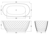 Modern Splash  Minara 1490mm Textured Oval Freestanding Bath And Waste
