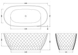 Modern Splash  Minara 1590mm Textured Oval Freestanding Bath And Waste